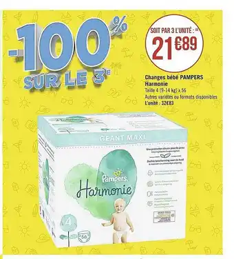 Casino Supermarchés Changes Bébé Pampers Harmonie offre