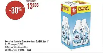 Casino Supermarchés Lessive Liquide Envolée D'air Dash 2 En 1 offre