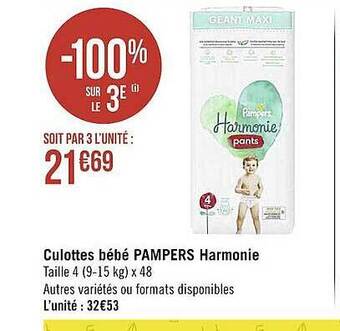 Casino Supermarchés Culottes Bébé Pampers Harmonie offre