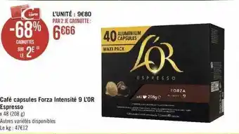 Géant Casino Café Capsules Forza Intensité 9 L'or Espresso offre