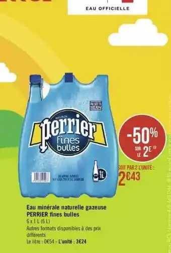 Géant Casino Eau Minérale Naturelle Gazeuse Perrier Fines Bulles offre