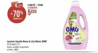 Géant Casino Lessive Liquide Rose & Lila Blanc Omo offre