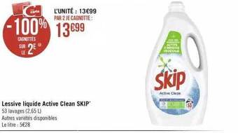 Géant Casino Lessive Liquide Active Clean Skip offre