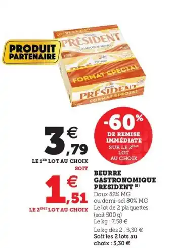 U Express Beurre Gastronomique Président offre