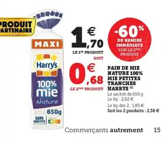 U Express Pain de Mie Nature 100% Mien Petites Tranches offre