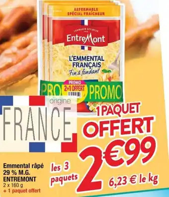 Cora x Carrefour ENTREMONT emmental râpé 29% M.G. offre