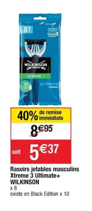 Cora x Carrefour WILKINSON rasoirs jetables masculins xtreme 3 ultimate+ offre