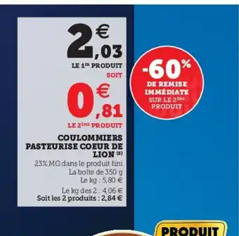 U Express Coulommiers Pasteurise Coeuf de Lion offre