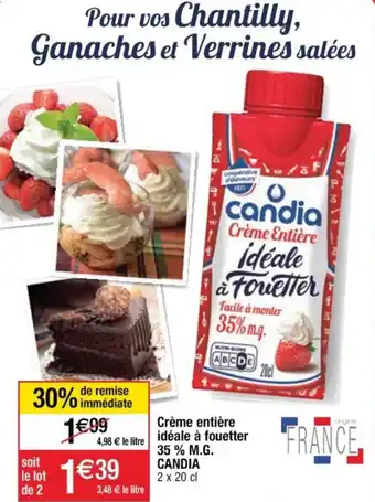 Cora x Carrefour CANDIA Crème entière idéale à fouetter 35% M.G. offre