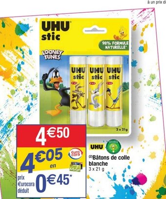 Cora x Carrefour Uhu Bâtons de Colle Blanche offre