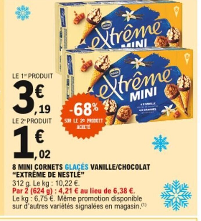 Promo Extrême de Nestlé 8 Mini Glacés Vanille/Chocolat chez E