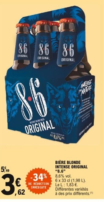 E.Leclerc 8.6 Bière Blonde Intense Original offre
