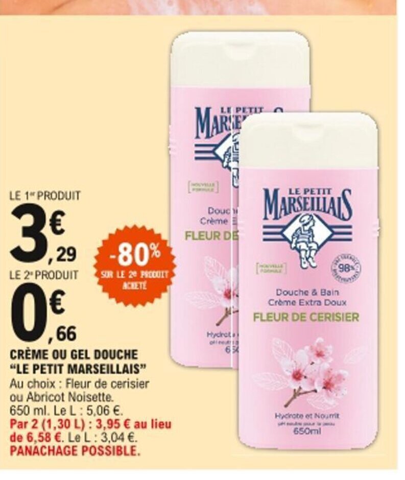 Promo Le Petit Marseillais Crème Ou Gel Douche chez E.Leclerc