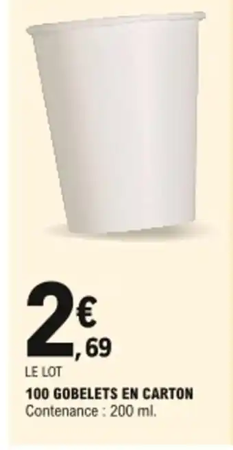 E.Leclerc 100 Gobelets En Carton offre