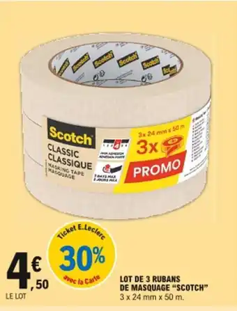 E.Leclerc Lot de 3 Rubans de Masquage Scotch offre