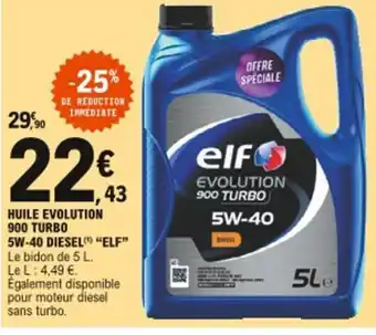 Huile Evolution 900 Turbo 5w-40 Diesel Elf