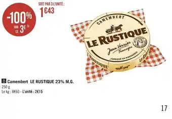 Casino Supermarchés Camembert Le Rustique 23% M.G offre