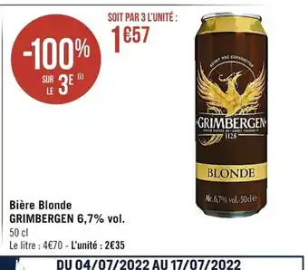 Casino Supermarchés Grimbergen 6,7%vol Bière Blonde offre
