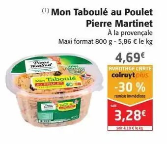 Colruyt Mon taboulé au poulet pierre martinet offre