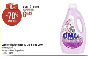 Casino Supermarchés Omo Lessive Liquide Rose & Lila Blanc offre