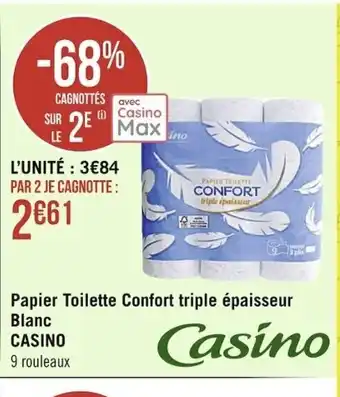 Casino Supermarchés Casino Papier Toilette Confort Triple épaisseur Blanc offre