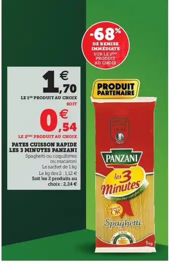 U Express Pâtes Cuisson Rapide Les 3 Minutes Panzani offre