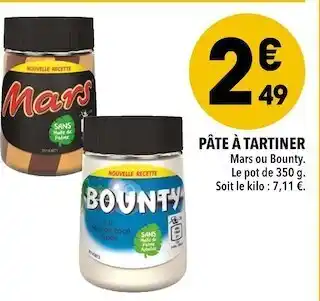 Supeco Mars / bounty pâte à tartiner offre
