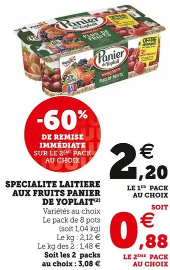 U Express Panier de yoplait specialite laitiere aux fruits offre