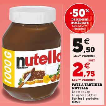 U Express Nutella pate a tartiner offre