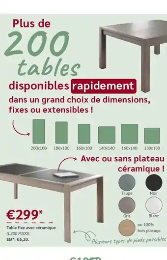 Table Fixe Avec Céramique