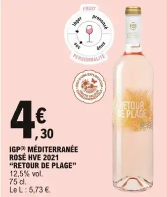 E.Leclerc IGP Méditerranée Rosé HVE 2021 "Retour De Plage" offre