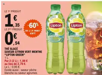 E.Leclerc Thé Glacé Saveur Citron Vert Menthe "Lipton Green" offre
