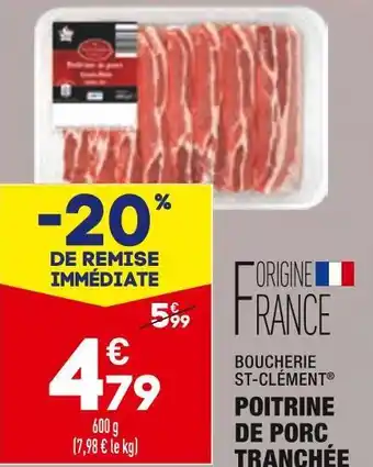 Boucherie st-clément poitrine de porc tranchée