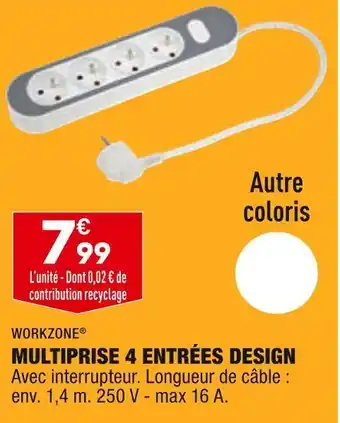 ALDI Workzone multiprise 4 entrées design offre