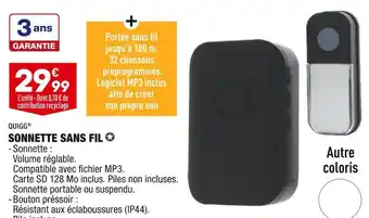ALDI Quigg sonnette sans fil offre
