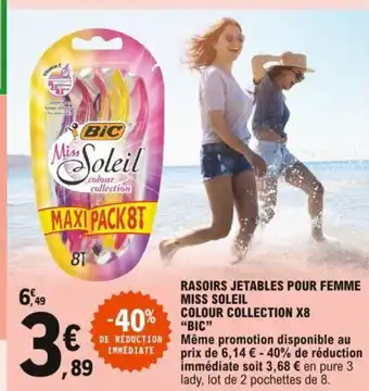 E.Leclerc Rasoirs Jetables Pour Femme Miss Soleil Colour Collection X8 "Bic" offre