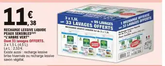 E.Leclerc Recharge Lessive Liquide Peaux Sensibles "L'Arbre Vert" offre