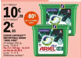 E.Leclerc Lessive Capsules Unstoppable Aérien "Ariel Pods " offre