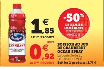 Super U Boisson Au Jus De Cranberry Ocean Spray offre