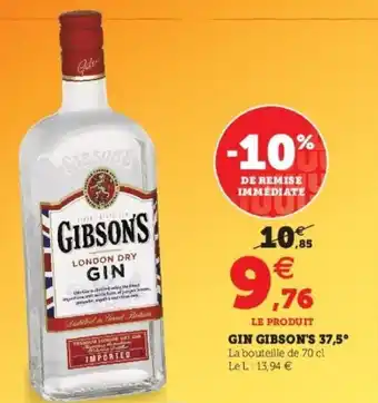 Super U Gin Gibson's 37,5 offre