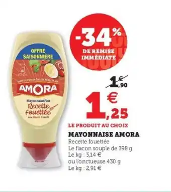 Super U Mayonnaise Amora offre