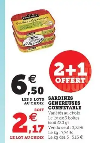 Super U Sardines Genereuses Connetable offre