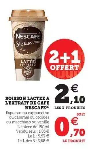 Super U Boisson Lactee A L'Extrait De Cafe Nescafe offre