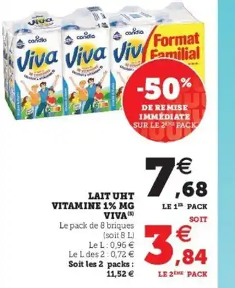 Super U Lait UHT Vitamine 1% MG Viva offre