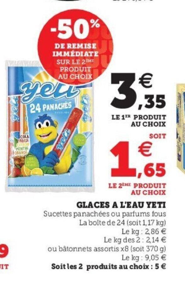 Promo Glaces A L'Eau Yeti chez Super U