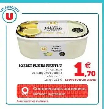 Super U Sorbet Pleins Fruits U offre