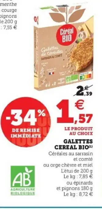 Super U Galettes Cereal Bio offre