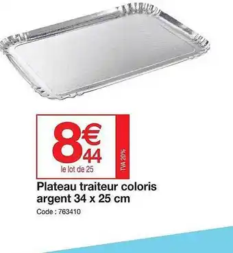 Promocash Plateau Traiteur Coloris Argent 34 X 25 Cm offre