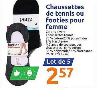 Action Chaussettes De Tennis Ou Footies Pour Femme offre