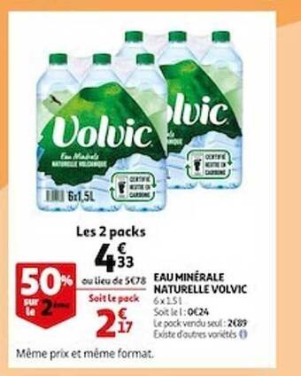 Auchan Eau Minérale Naturelle Volvic offre